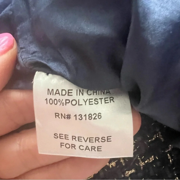 Luna Navy and Gold Tweed Mini Skirt - Picture 3 of 6